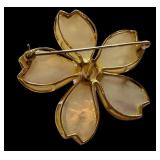 14k Gold Mother of Pearl and Pearl Flower Brooch 14k Gold Mother of Pearl and Pearl Flower Brooch