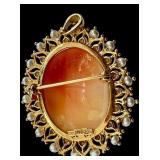 Italian Sterling Cameo Brooch Pendant with Pedant Italian Sterling Cameo Brooch Pendant with Pedant