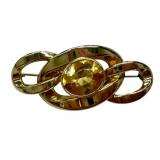 14K Gold Italy Brooch with Yellow Gemstone, 2 Inches 14K Gold Italy Brooch with Yellow Gemstone, 2 Inches