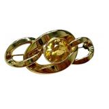 14K Gold Italy Brooch with Yellow Gemstone, 2 Inches 14K Gold Italy Brooch with Yellow Gemstone, 2 Inches