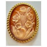 Italian 925 Sterling Silver Floral Cameo Brooch Pendant Italian 925 Sterling Silver Floral Cameo Brooch Pendant