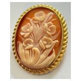 Italian 925 Sterling Silver Floral Cameo Brooch Pendant Italian 925 Sterling Silver Floral Cameo Brooch Pendant