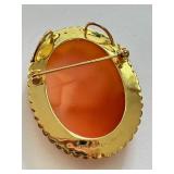 Italian 925 Sterling Silver Floral Cameo Brooch Pendant Italian 925 Sterling Silver Floral Cameo Brooch Pendant
