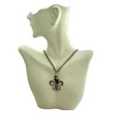 Sterling Silver Fleur-de-Lis Pendant Necklace with 14K Accents, 16 Inch Chain Sterling Silver Fleur-de-Lis Pendant Necklace with 14K Accents, 16 Inch Chain