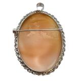 Sterling Silver 925 Carved Cameo Brooch Pendant, 1.75 Inch Sterling Silver 925 Carved Cameo Brooch Pendant, 1.75 Inch