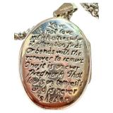 Sterling Silver 20 Inch Chain with Engraved Oval Locket Pendant Sterling Silver 20 Inch Chain with Engraved Oval Locket Pendant