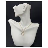 14K Gold Mercedes-Benz Style Pendant Necklace, 18 Inch Chain 14K Gold Mercedes-Benz Style Pendant Necklace, 18 Inch Chain
