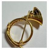 Sterling Silver Gilt French Horn Brooch, 1.5 Inch Sterling Silver Gilt French Horn Brooch, 1.5 Inch