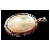 Sterling Silver Mother of Pearl Oval Pendant 1.5 Inch Sterling Silver Mother of Pearl Oval Pendant 1.5 Inch