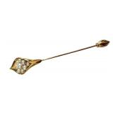 Sterling Silver 925 Pearl Flower Stick Pin, 3.75 Inch Sterling Silver 925 Pearl Flower Stick Pin, 3.75 Inch