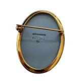 Wedgwood Blue Jasperware Cameo Brooch with Gold Tone Frame Wedgwood Blue Jasperware Cameo Brooch with Gold Tone Frame