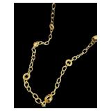 14K Yellow Gold Hollow Textured Link Necklace 24 Inch 14K Yellow Gold Hollow Textured Link Necklace 24 Inch