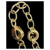 14K Yellow Gold Hollow Textured Link Necklace 24 Inch 14K Yellow Gold Hollow Textured Link Necklace 24 Inch