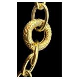 14K Yellow Gold Hollow Textured Link Necklace 24 Inch 14K Yellow Gold Hollow Textured Link Necklace 24 Inch