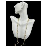 14K Yellow Gold Hollow Textured Link Necklace 24 Inch 14K Yellow Gold Hollow Textured Link Necklace 24 Inch