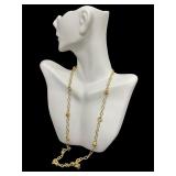14K Yellow Gold Hollow Textured Link Necklace 24 Inch 14K Yellow Gold Hollow Textured Link Necklace 24 Inch