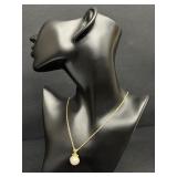 Gold Necklace with Pearl Pendant, 19 inch Chain Gold Necklace with Pearl Pendant, 19 inch Chain