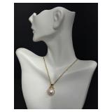 Gold Necklace with Pearl Pendant, 19 inch Chain Gold Necklace with Pearl Pendant, 19 inch Chain