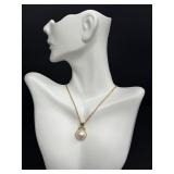 Gold Necklace with Pearl Pendant, 19 inch Chain Gold Necklace with Pearl Pendant, 19 inch Chain