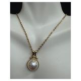 Gold Necklace with Pearl Pendant, 19 inch Chain Gold Necklace with Pearl Pendant, 19 inch Chain