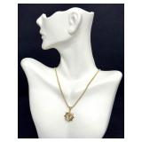 18 Inch Italian 14k Gold Chain Necklace with Anchor and Ship Wheel Pendant 18 Inch Italian 14k Gold Chain Necklace with Anchor and Ship Wheel Pendant