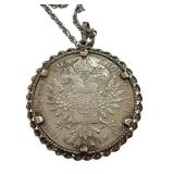 Sterling Silver 20" Chain with Large Maria Theresa Coin Pendant Sterling Silver 20" Chain with Large Maria Theresa Coin Pendant
