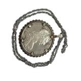 Sterling Silver 20" Chain with Large Maria Theresa Coin Pendant Sterling Silver 20" Chain with Large Maria Theresa Coin Pendant
