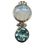 Sterling Silver Pendant with Moonstone and Blue Gemstone Sterling Silver Pendant with Moonstone and Blue Gemstone