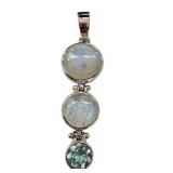 Sterling Silver Pendant with Moonstone and Blue Gemstone Sterling Silver Pendant with Moonstone and Blue Gemstone