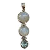 Sterling Silver Pendant with Moonstone and Blue Gemstone Sterling Silver Pendant with Moonstone and Blue Gemstone
