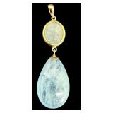 Aquamarine and 14K Gold Pendant, 1.8 Inch Drop Aquamarine and 14K Gold Pendant, 1.8 Inch Drop