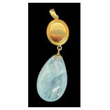 Aquamarine and 14K Gold Pendant, 1.8 Inch Drop Aquamarine and 14K Gold Pendant, 1.8 Inch Drop