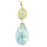 Aquamarine and 14K Gold Pendant, 1.8 Inch Drop Aquamarine and 14K Gold Pendant, 1.8 Inch Drop