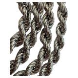 925 Sterling Silver Rope Chain Necklace, 24 Inch, Made in Turkey 925 Sterling Silver Rope Chain Necklace, 24 Inch, Made in Turkey