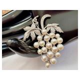 Sterling Silver Grape Cluster Brooch with Pearl Accents Sterling Silver Grape Cluster Brooch with Pearl Accents