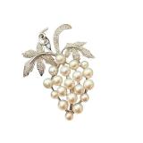 Sterling Silver Grape Cluster Brooch with Pearl Accents Sterling Silver Grape Cluster Brooch with Pearl Accents