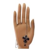 Sterling Silver 17in Chain with Fleur-de-Lis Black Pendant Sterling Silver 17in Chain with Fleur-de-Lis Black Pendant