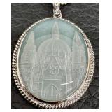 Sterling Silver Engraved Cathedral Pendant Necklace with 17 Inch Sparkly Chain Sterling Silver Engraved Cathedral Pendant Necklace with 17 Inch Sparkly Chain
