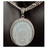 Sterling Silver Engraved Cathedral Pendant Necklace with 17 Inch Sparkly Chain Sterling Silver Engraved Cathedral Pendant Necklace with 17 Inch Sparkly Chain