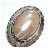 Sterling Silver Nakai Brooch with Oval Gemstone Inlay Sterling Silver Nakai Brooch with Oval Gemstone Inlay