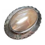 Sterling Silver Nakai Brooch with Oval Gemstone Inlay Sterling Silver Nakai Brooch with Oval Gemstone Inlay