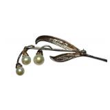 MMA 925 Sterling Silver Floral Brooch with Faux Pearls, 2.5 Inch MMA 925 Sterling Silver Floral Brooch with Faux Pearls, 2.5 Inch