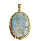 Gold Tone Sterling Silver Oval Labradorite Pendant Gold Tone Sterling Silver Oval Labradorite Pendant