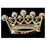 Sterling Silver Crown Brooch with Pearls and CZ Accents Sterling Silver Crown Brooch with Pearls and CZ Accents
