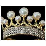 Sterling Silver Crown Brooch with Pearls and CZ Accents Sterling Silver Crown Brooch with Pearls and CZ Accents