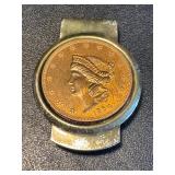 Vintage 1854 Liberty Head Coin Money Clip Vintage 1854 Liberty Head Coin Money Clip
