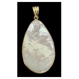 Carved Mother of Pearl Pendant with 14K Gold Setting Carved Mother of Pearl Pendant with 14K Gold Setting