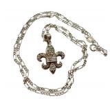 Sterling Silver 18 Inch Chain with Fleur-de-Lis Pendant Sterling Silver 18 Inch Chain with Fleur-de-Lis Pendant