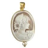 Sterling Silver Cameo Pendant with Baroque Pearl Drop, 2.25 Inches Sterling Silver Cameo Pendant with Baroque Pearl Drop, 2.25 Inches