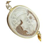 Sterling Silver Cameo Pendant with Baroque Pearl Drop, 2.25 Inches Sterling Silver Cameo Pendant with Baroque Pearl Drop, 2.25 Inches
